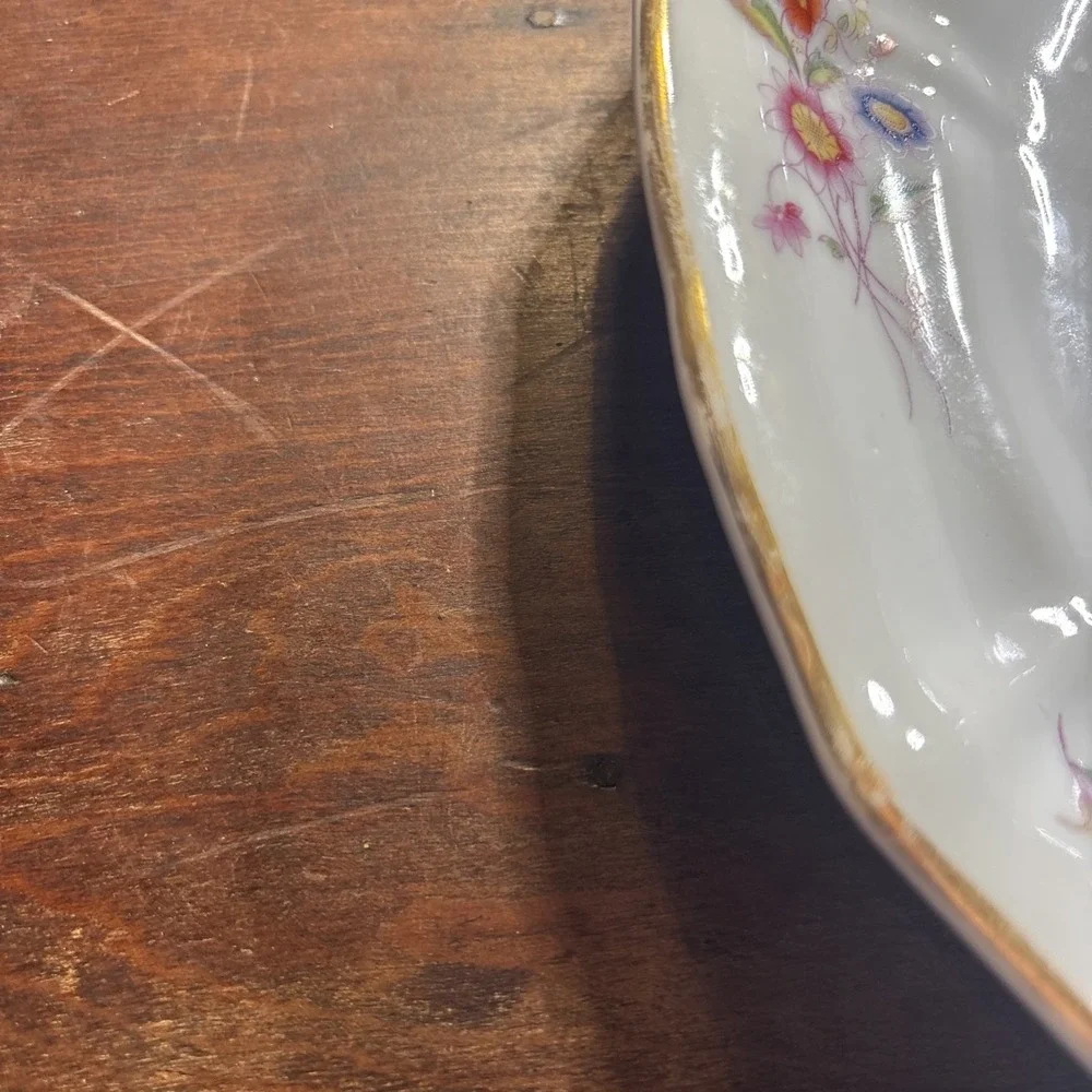 Vintage Porcelain Plates Lot If Two. Floral,‎ Gold Trim. 8.5 Inches.